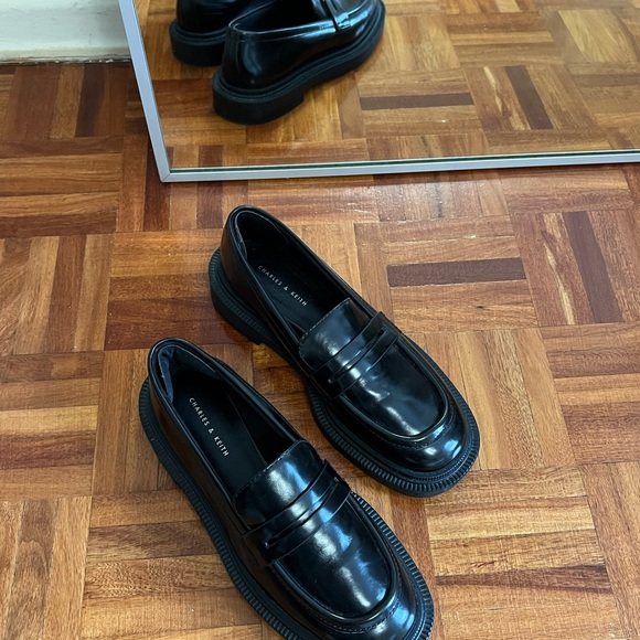 Charles & Keith Shoes - Charles & Keith Glossy Black Slip-On Loafers